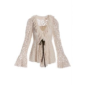 Women's Boston Proper Off-White Lace Tunic Shirt